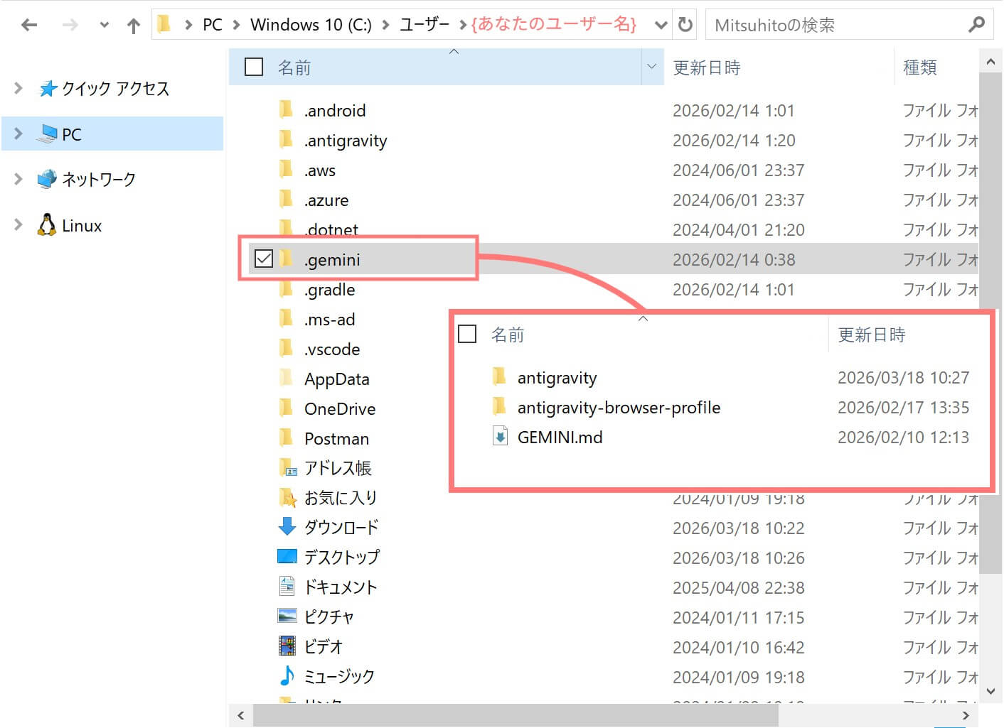 Google Antigravity の Conversation データ