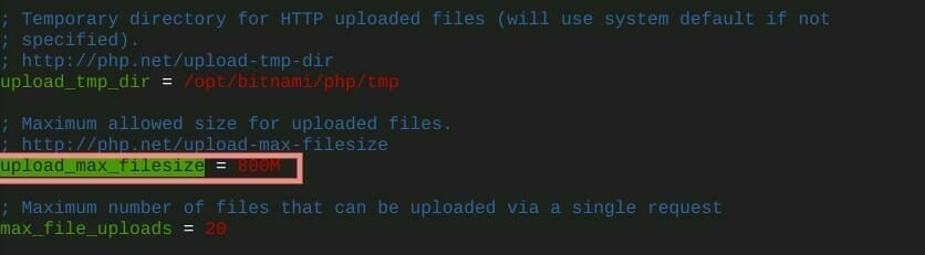 [Bitnami] upload_max_filesize のサイズ変更