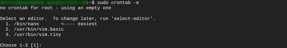 ターミナル:crontab エディターを開く