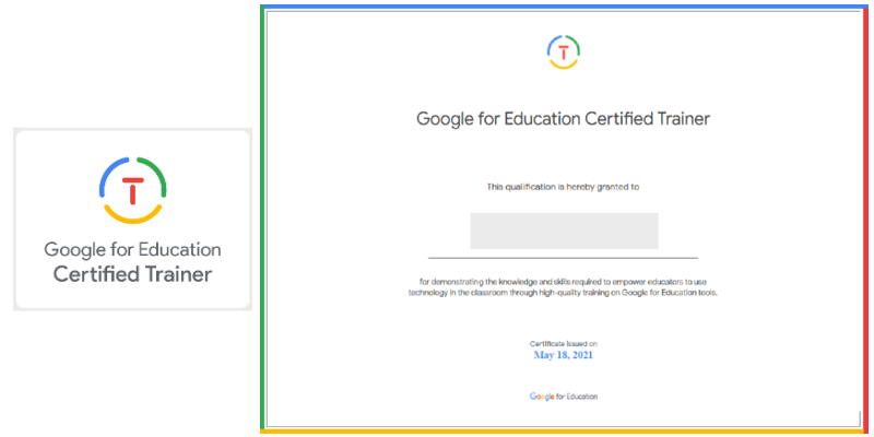 Google 認定トレーナーのバッジと認定証