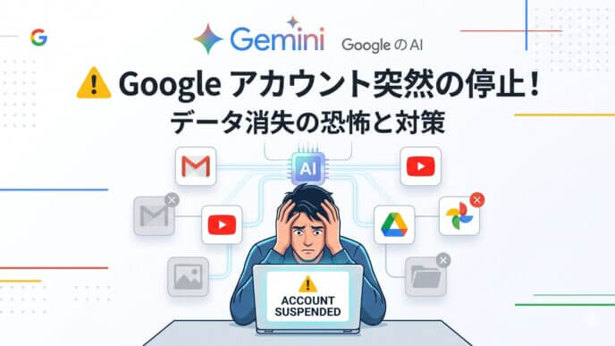 Google アカウントが突然利用停止 (垢BAN) され、Gmail や Google ドライブなどの全データにアクセスできなくなるリスクと、大切なデータを守るための対策について