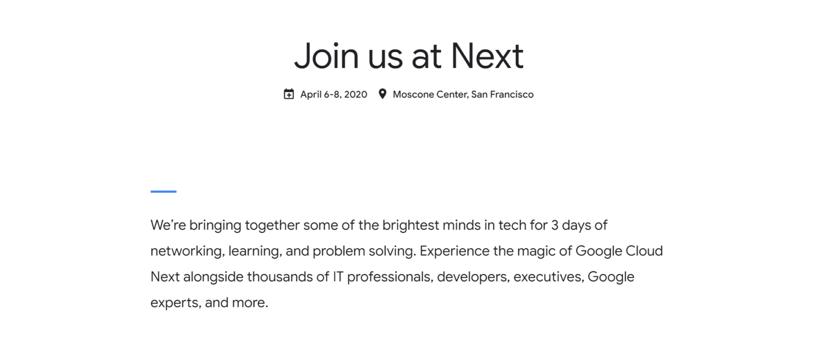 Join us at Google Cloud Next '20 in San Francisco