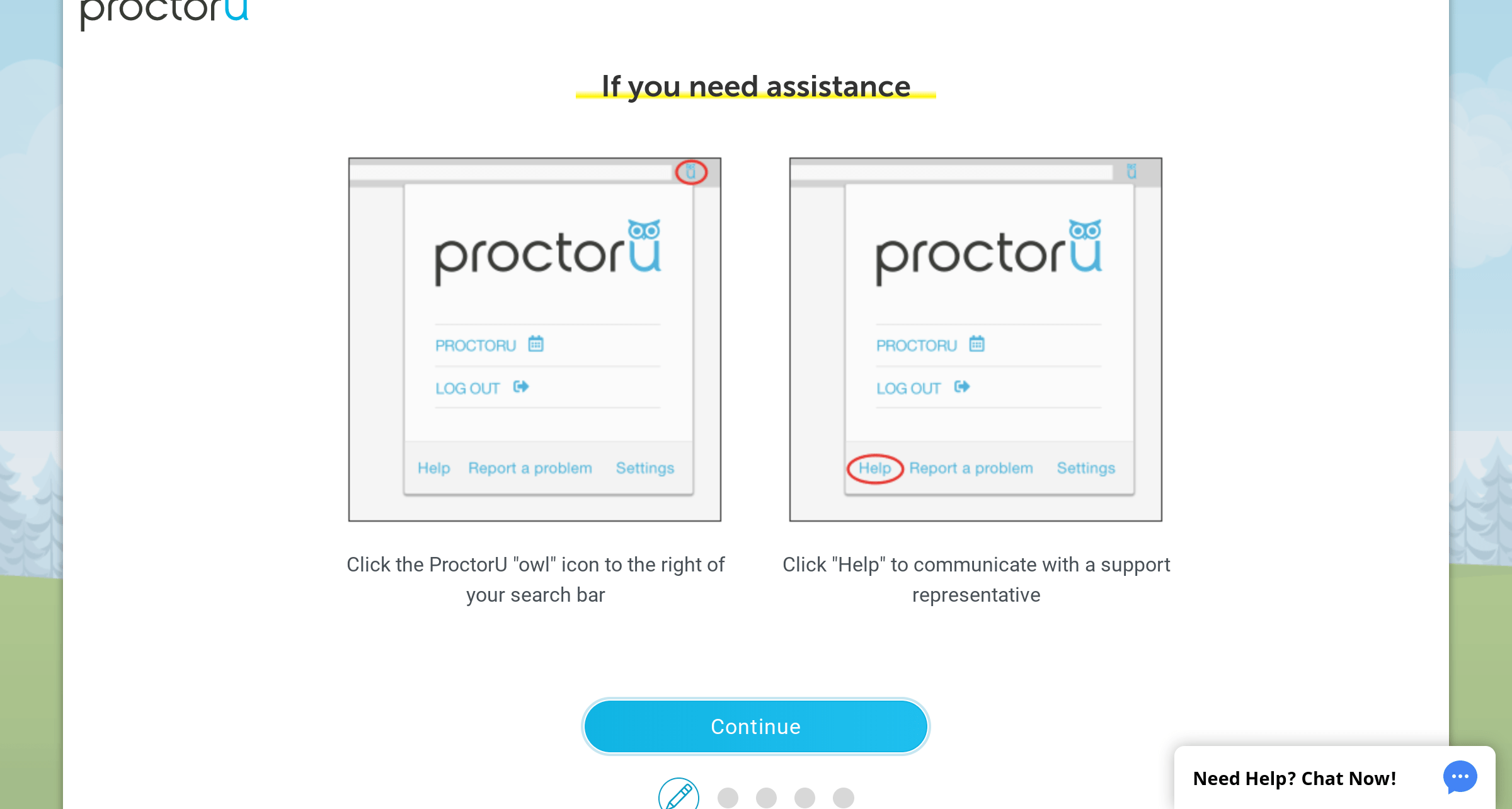Proctor U: If you need assistance